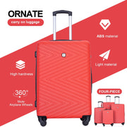 Travelhouse TH2202RED 4 Piece Hardshell Luggage Set Hardside Lightweight Suitcase with TSA Lock Spinner Wheels - Red