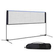 JIOABL Portable Badminton Net Set, 14FT Adjustable Height, Steel Frame, Weather-Resistant Netting, Blue-Black, Includes Carry Bag