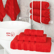 American Soft Linen 3 Piece Turkish Cotton Towel Set, Heavyweight 600 GSM, Red - 100% Cotton