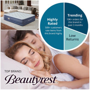Beautyrest Supreme Air Full Size Inflatable Bed with Built-In SureLock Auto Shut-Off Pump, Puncture-Resistant Vinyl, Raised 17in Air Mattress Supports 650 lb, Blue, MM10917DB