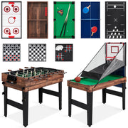 Best Choice Products 13-in-1 Combo Game Table Set with Ping Pong, Foosball, Basketball, Hockey, Archery, Walnut, SKY6713