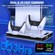 Beboncool PS5 Cooling Fan Stand with Dual Turbo Fans, Dual Fast Controller Charger, White, S5000