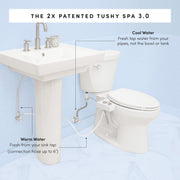 TUSHY Spa Warm Water Bidet Attachment with Adjustable Nozzle, Pressure Control, Warm-to-Cool Water, Noir/Gold, SPA 3.0