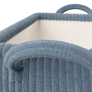 Mainstays Kids Blue Ribbed Corduroy Fabric Storage Basket with Handles, 4 Pack, 15 in x 11 in x 8 in