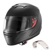 KFFKFF Full Face Motorcycle Helmet with Dual Swappable Visors, Removable Washable Liner, Advanced Ventilation, DOT Certified, Matte Black, Size M, MD-803