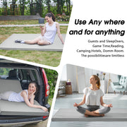 Teler CertiPUR-US 2 Inch Memory Foam Camping Sleeping Pad, Waterproof Non-Slip, Removable Fleece Cover, Portable Roll-Up, Gray