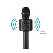 Core Innovations Wireless Bluetooth Karaoke Microphone with Built-in Hi-Fi Stereo Speakers, HD Recording, Portable Rechargeable, Black, KRMC100