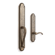 Marconi Solid Brass Dummy Entrance Door Set with Lever Handle - Left Hand - Antique Brass