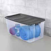Sterilite 200 Qt. Stacker Box Plastic, Flat Gray, Set of 3