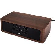SoundBeast Stereo Shelf System, 7-in-1 Audio with CD Player, Bluetooth, FM Radio, USB Playback, Aux and Optical Inputs, Alarm Clock, Brown, CD25