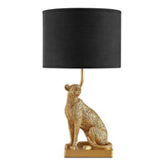 Home Decor Collection Black Leopard Brass Table Lamp with Black Polyester Shade, 18.7 in, WK641854
