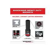 Milwaukee 49-66-7093 SHOCKWAVE 1/2 in. Drive SAE Deep Well 6 Point Impact Socket Set (18-Piece)