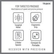 TRAKK Sport Electric Rolling Massager, Cordless, Adjustable 2-Speed, Black, Ergonomic Circular Design