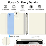 Kenke Keyboard Case for iPad Air 11 Inch M4 M3 M2 and 10.9 Inch 5th 4th Gen, Detachable Bluetooth Keyboard, Rechargeable, Built-in Pencil Holder, Cream White