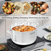 Sunhouse 8 Quart Stainless Steel Stockpot with Glass Lid, Induction Compatible