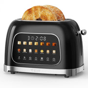 TeraFlex Smart 2-Slice Toaster with 6-Inch Touchscreen, 7 Bread Presets, 7 Browning Levels, Extra-Wide 1.5-Inch Slots, Mute Mode, Piano-Black Finish