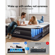 OhGeni Queen Air Mattress with Built-in Pump, 18-Inch Raised Inflatable Bed, Durable PVC, Portable, Black, AMH5V269