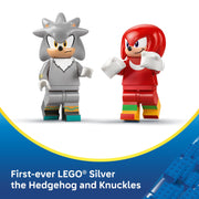 LEGO Sonic the Hedgehog Silver's Car vs. Knuckles' Monster Truck Building Set, 378 Pieces, Includes Silver and Knuckles Minifigures, Racing Playset for Kids Ages 8+, 77118
