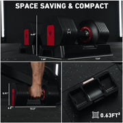 Mikolo AD01 Adjustable Dumbbells Set of 2, 6-in-1 Weight Range 5 to 26.5 lb, Anti-Slip Textured Handle
