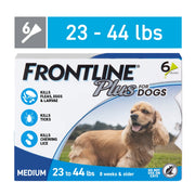 FRONTLINE Plus for Dogs Flea and Tick Treatment Medium Dog, 23-44 lbs, Blue Box, 6 CT