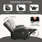 JONPONY XL-1273 Manual Recliner Chair with Heat Therapy and Massage Function, Gray