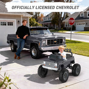 Wisairt Chevrolet Cheyenne 24V Ride On Truck, Remote Controlled, 2-Seater, Gray, Battery Powered, Kids 3-8 Years