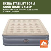 Ozark Trail Queen Air Mattress, 16 in Thick, Built-In AC Pump, Supportive Coil Beams, Soft Velvet Surface, Indoor Use, 11671KDUSX26