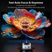 HAPPRUN Smart Projector, Native 1080P Full HD with 4K Decoding, 1500 ANSI Lumens, Built-In Streaming Apps, Dolby Audio Dual Speakers, AI Auto Focus & Keystone, WiFi 6 & Bluetooth 5.2, 300-Inch Projection, J7-W