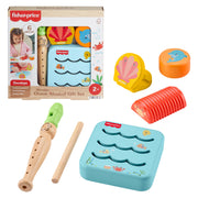 Fisher-Price Wooden Ocean Musical Gift Set, 6 Ocean-Themed Instruments, Toddler Musical Toy, JKG99