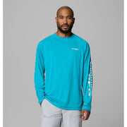 Columbia Men's PFG Terminal Tackle Long Sleeve Fishing Shirt, UPF 50 Sun Protection, Quick-Dry, Breathable, Ocean Teal, 1388261442L