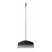 Fiskars Leaf Rake, Lightweight Aluminum Handle, 32 Flexible Resin Tines, 24 in. Head Width, 67 in. Length, Black and Orange, 1068952