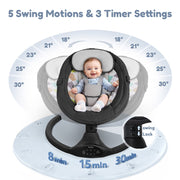 Bioby BB006H Infant Swing Rocker with Remote Control, 5 Sway Speeds, Bluetooth Music, Black