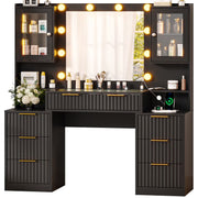 Ktaxon Large Makeup Vanity with 7 Drawers, Black