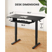 CHITOOMA EGESD6B-410 Electric Standing Desk with Keyboard Tray, Adjustable Height Sit Stand Up Desk, Home Office Desk Computer Workstation 55x28 Inches, Black