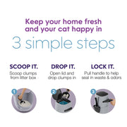 Litter Genie Plus Cat Litter Disposal System with Odor Seal, Compact Silver Pail