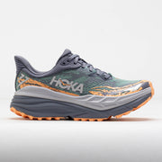 Hoka Stinson ATR 7 Women's Trail Running Shoes, Plush Cushioning EVA Midsole, Grey Skies/Pale Tangerine, Size 8.5, Width B, 1141531-GSP