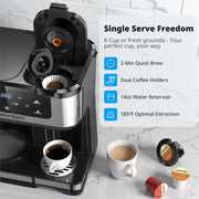 AIRMSEN HR-CM307U 12-Cup Drip Coffee Maker with K Cup Combo, Programmable Coffee Machine with 1-4 Cup Setting, Single Serve