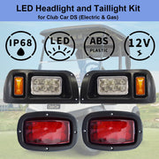 Partiue Golf Cart Light Kit Compatible with Club Car DS 1993+, 12V LED Street Legal Deluxe Headlight Tail Light Assembly with Turn Signals Hazard Light Switch Horn Brake D-Deluxe DS 1993-UP