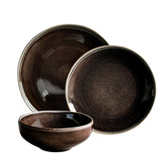 Better Homes & Gardens Brooks 12-Piece Stoneware Dinnerware Set, Gray, Microwave and Dishwasher Safe