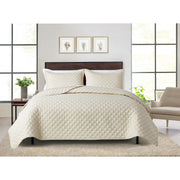 Mainstays MS8501321522304 7-Piece Beige Reversible Quilt Set with White Sheets, King