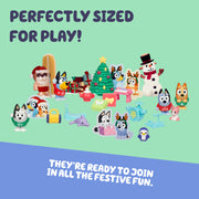 Moose Toys Bluey Mini Figures Christmas Advent Calendar, 24-Day Countdown with 4 Festive Mini Figures, 12 Accessories, Stickers, and Paper Standees