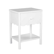 Mainstays Kids Scallop Nightstand, White, Acacia Timber and MDF, Child-Friendly Design, Storage Drawer