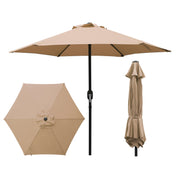 Abble 7.5ft Patio Umbrella with Hexagonal Polyester Canopy, Crank Lift, 6 Steel Ribs, Tan