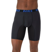 Hanes Moves Mens Anti-Chafe Long Leg Boxer Briefs, X-Temp Technology, Moisture-Wicking, 8-Inch Inseam, Black, 3-Pack, XL MAZLL3
