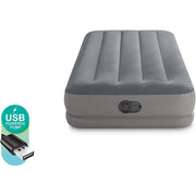 Intex 64112E Dura-Beam Standard Series Prestige Mid-Rise Airbed with Fastfill USB Powered Internal Air Pump, Twin Grey