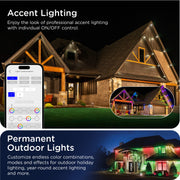 Enbrighten 86244 150ft Wi-Fi Eternity Lights, Permanent Outdoor Lights, 108 Lights, Smart LED Eaves Lights, White