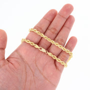 Nuragold 10K Yellow Gold 5mm Diamond Cut Rope Chain Necklace, 26in, Italian Jewelry for Men and Women NG10YRPH035-26