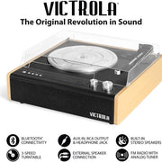 Victrola VTA72BAM Eastwood 3-Speed Dual-Bluetooth Hybrid Turntable, Black/Bamboo
