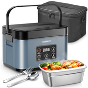 INSMART Heated Lunch Box, 6.3-Cup Cordless Electric Food Warmer with 4D Surround Heating, Leak-Proof Metal Seal, Smart Meal-Time Presets, Blue