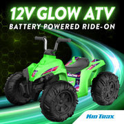 Flybar Kid Trax 12V Glow ATV Ride-On Toy, Green, Rechargeable Battery, LED Lights, Ages 3-6